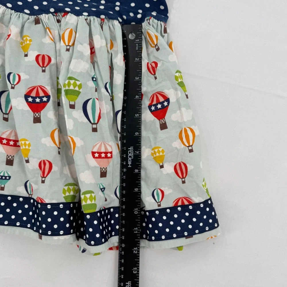 Handmade Vtg Girls Hot Air Balloon Polka Dot Mixed Media Sleeveless Dress 2T/3T